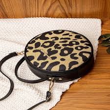 Ladies Vintage Leopard Print Small Round Bag.