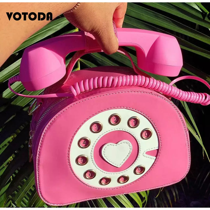 CoCopeaunts Telephone Shaped Purses PU Handbags for Women Retro Phone  Top-Handle Shoulder Crossbody Bag Female Totes - Walmart.com