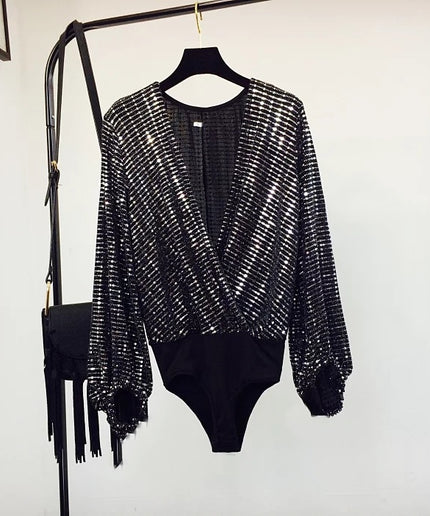 V Collar Drawstring Bodysuit