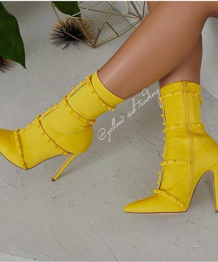 Studded Detail Sock Boots - YELLOW SUB TRADING 