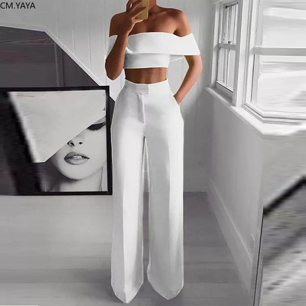 Crop top with high waisted pants best sale