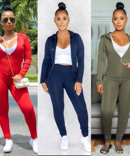 Zipper Tracksuit Set