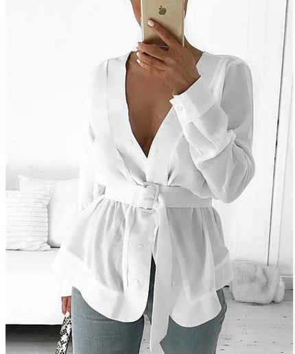 V-Neck Button up Blouse 