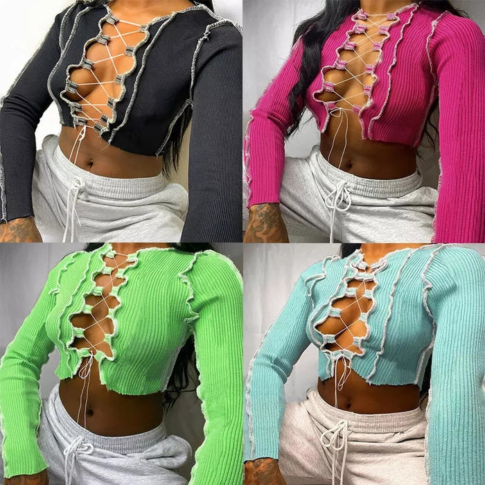 Long Sleeve Lace Crop Top