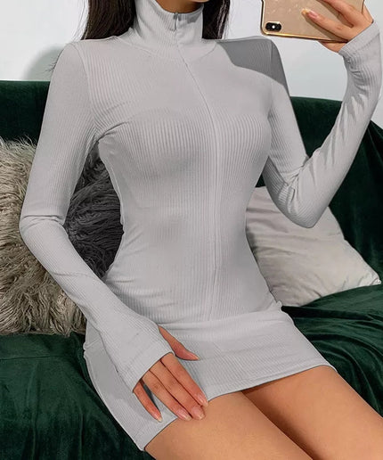 zipper bodycon sexy mini dress