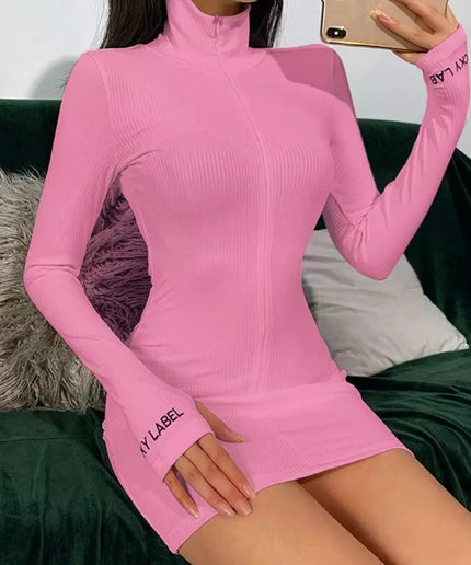 zipper bodycon sexy mini dress