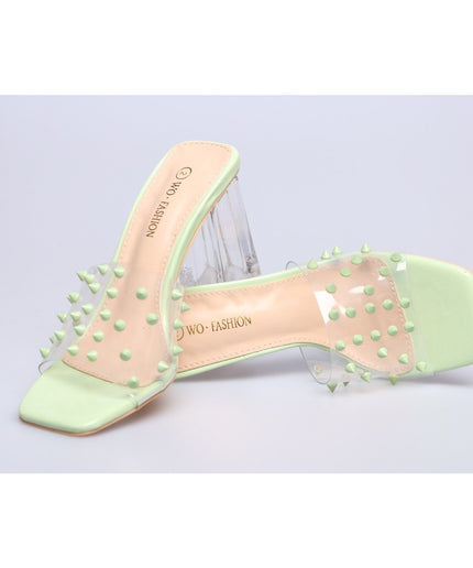 transparent open toe rivet slippers