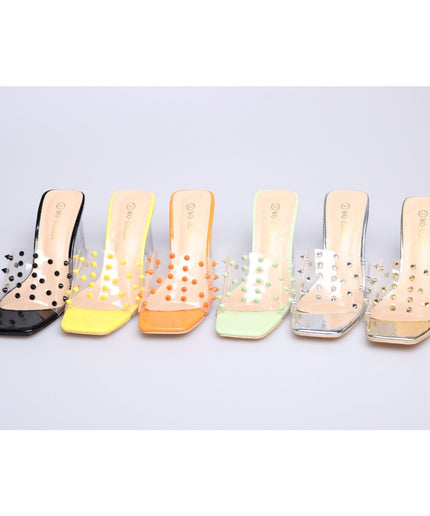 transparent open toe rivet slippers