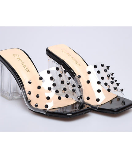 transparent open toe rivet slippers