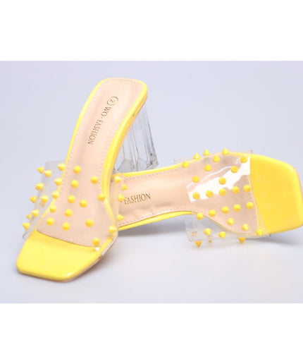 transparent open toe rivet slippers