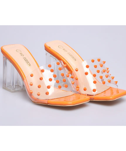 transparent open toe rivet slippers