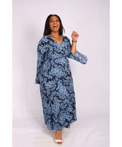 V-Neck Long sleeve Maxi Dress 