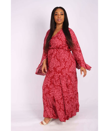 V-Neck Long sleeve Maxi Dress 