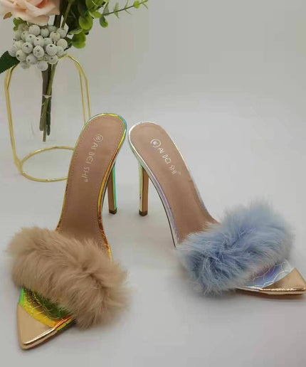 Soft Fur pointed High Heel