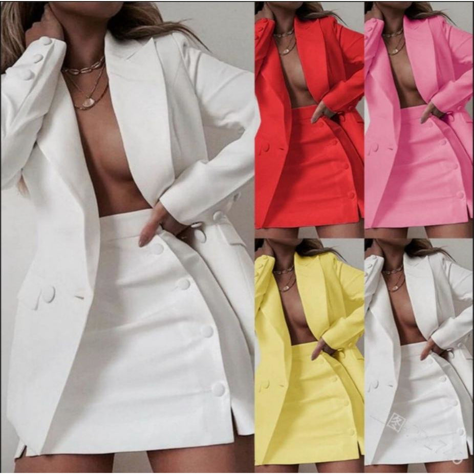 Two piece blazer hot sale and skirt set