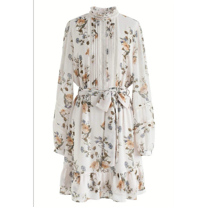 Floral Printed Chiffon Dress — YELLOW SUB TRADING