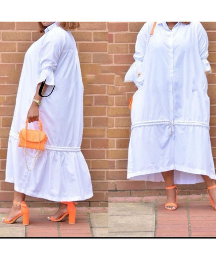 Plus-size Long Sleeve long Shirt Dress 