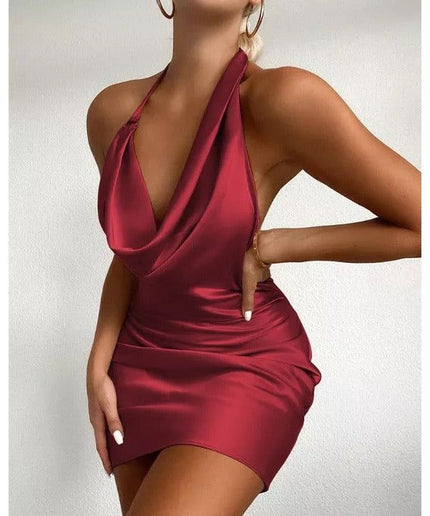 Halter Deep Sleeveless Strapless Dress