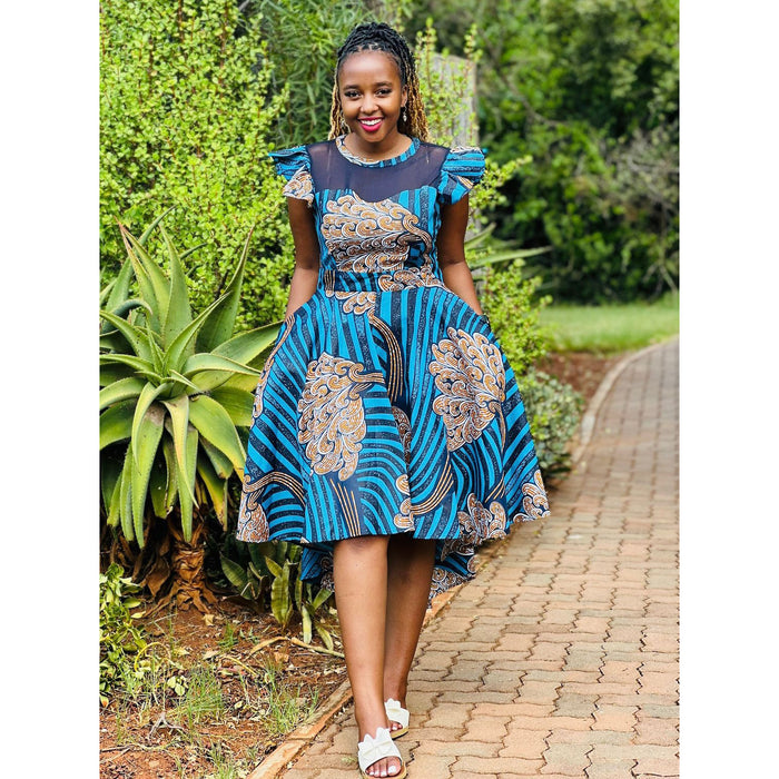 Ankara Short Ruffle Sleeve Print African Dress — YELLOW SUB TRADING