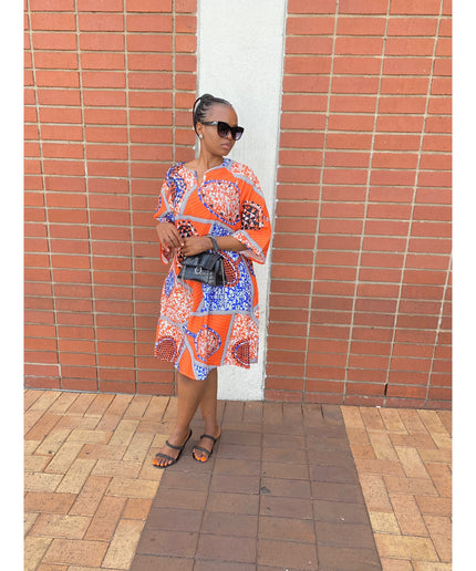 African Printed V-Neck Dress