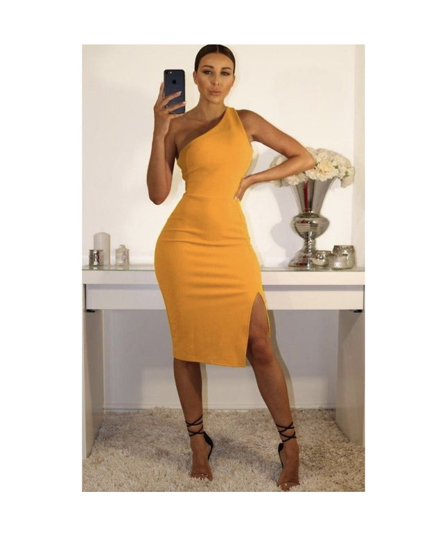 One Hand Off Shoulder Bodycon Dress