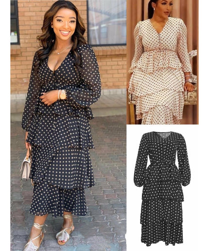 V-Neck Polka Dot Maxi Dress