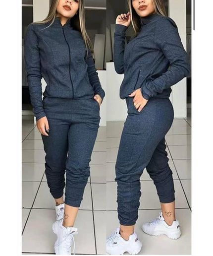 Zipper Tracksuit Set