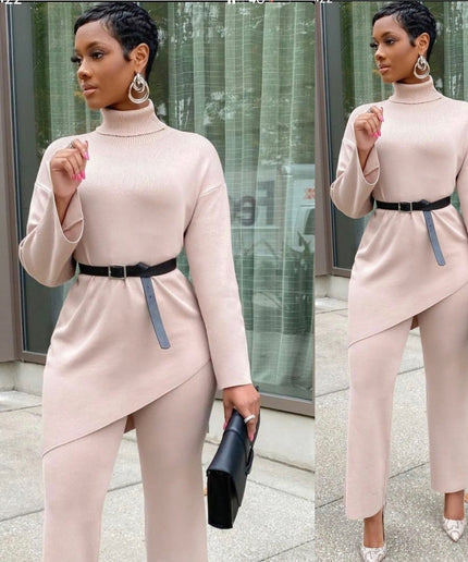 Long Peplum top  & Pants Sweater Set