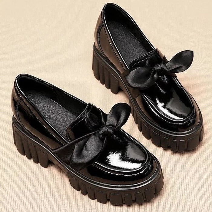 Bowknot Platform Oxford Glossy Shoes — YELLOW SUB TRADING