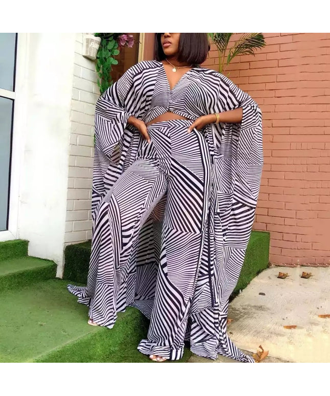 African Two Piece Sets Long Dress Pants Suit