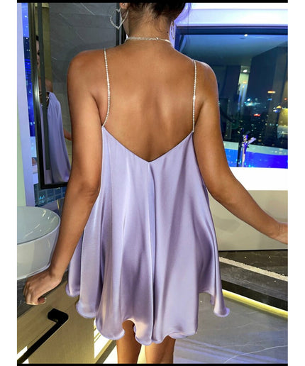 V Neck Chain Strap Backless Dress