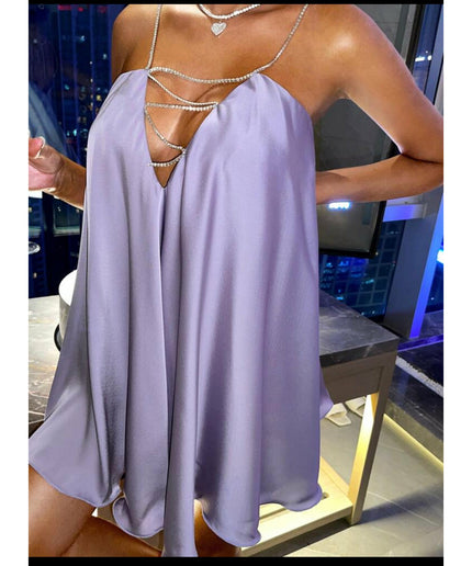 V Neck Chain Strap Backless Dress