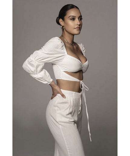 Sexy Long Sleeve V Neck Crop Top