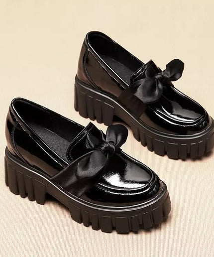 Bowknot Platform Oxford Glossy Shoes